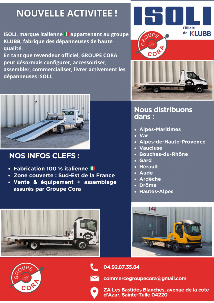 Fabrican de dépaneuses et portes voitures Sud-est de la France ISOLI